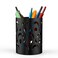 Mango Steam Metal Pen Holder Makeup Brush Cup Organizer for Office Bathroom Vanity Black Peacock
