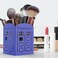 Mango Steam Metal Pen Holder Makeup Brush Cup Organizer for Office Bathroom Vanity Blue Police Box