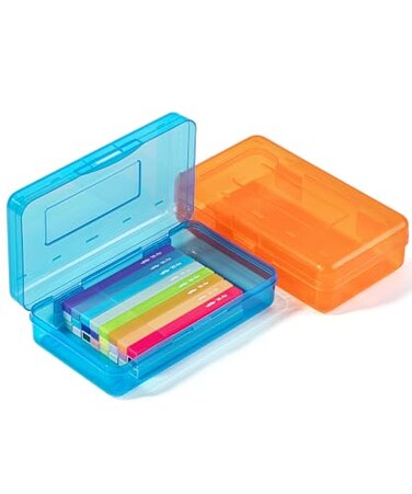 Mr. Pen Mr Pen Plastic Pencil Case Box 2 Pack Large Crayon Marker Pen Organizer Plastic Bead Organizing Container with SnapTight Lids Clear Craft Storage Boxes School Supplies