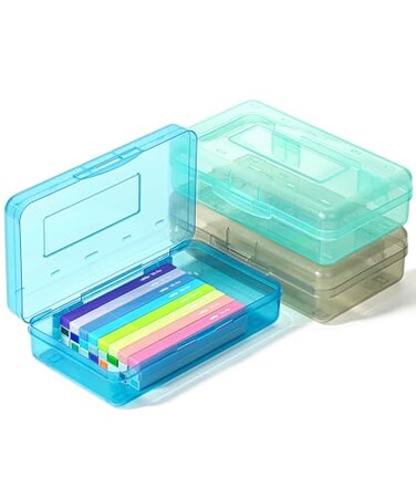 Mr. Pen Mr Pen Plastic Pencil Case Box 3 Pack Large Crayon Marker Pen Organizer Plastic Bead Organizing Container with SnapTight Lids Clear Craft Storage Boxes School Supplies