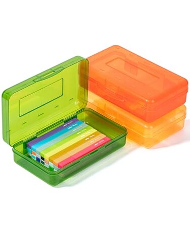 Mr. Pen Mr Pen Plastic Pencil Case Box 3 Pack Large Crayon Marker Pen Organizer Plastic Bead Organizing Container with SnapTight Lids Clear Craft Storage Boxes School Supplies