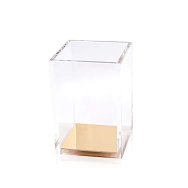 SIRMEDAL Acrylic Pencil and Pen Holder Gold Desktop Stationery Organizer Modern Design Makeup Brush Cup Organizer for Desk Table Office School Supplies