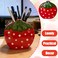 LOTIKOU Strawberry Shaped Ceramic Pen Holder Cute FruitThemed Organizer Versatile for Pens Makeup Brushes Decorative Desktop Jar Red