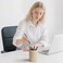 WORHE Pen Holder Stand for Desk Natural Travertine Stone Makeup Brush Holders Modern and Functional Pencil Cup for Office Supplies Tableware Organizer for Home Decor School Beige PH90110