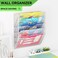 GDINDINFAN 5 Pockets Hanging Wall File Organizer Mail Holder Wall Mounted Paper Document Folder Holder Clipboard Storage Organization Magazine Rack Silver