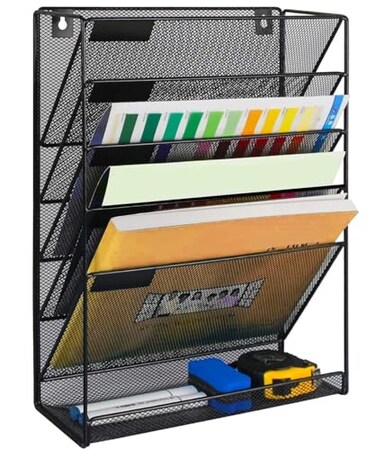 Kuntine.B KuntineB 6Tier Wall File Organizer Hanging File Organizer Cubicle Organizer Wall File Holder for Office Home Black