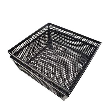 HAHIYO Stackable Mesh Tray Cup 6 x 6 x 2 inches Sturdy Container for Desk Drawer Organizer Collection for Home Office School kitchen Soft Foam Feet No Sharp Edges 2 Pack Black