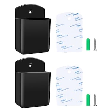 Aecsze 2 PCS Remote Control Holders Wall Mount Self Adhesive TV Air Conditioner Remote Control Holder Wall Mount Storage Box Organizer Wall Pen Holder Storage for Home Office School Black 2