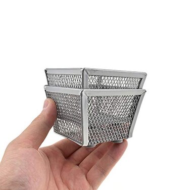 HAHIYO Stackable Paper Clip Mesh Holder cup 22 Height 2 Pack Silver Sturdy PaperClip Holder Container for Desk Drawer Organizer Collection for Home Office School Soft Foam Feet No Sharp Edges