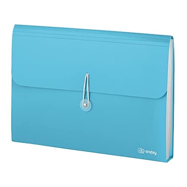 Enday Accordion File Organizer Blue 7 Pocket Expanding File and Cover Folder with Labels Plastic Portable Desktop Letter A4 Paper Also Available in Red Green Pink Purple Grey 1 Pc By
