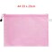 Boxonly A4 Plastic Wallets Zip Lock Bags Mesh Document Wallet Document Folders Plastic Pockets Zipper File Wallet for School Office Homework Travel Storage Bags Pink