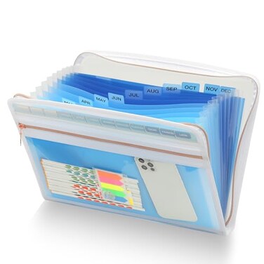 H4D 13 Pocket Expanding File Folder Organizer Blue 85x11inch