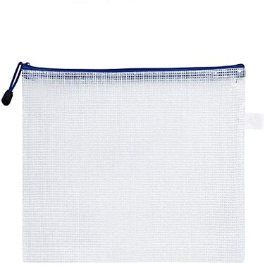 Boxonly A5 Plastic Wallets Zip Lock Bags Mesh Document Wallet Document Folders Plastic Pockets Zipper File Wallet for School Office Homework Travel Storage Bags White
