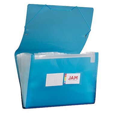 JAM Paper JAM PAPER Accordion Folders 13 Pocket Plastic Expanding File Legal Size 10 x 15 Blue Sold Individually