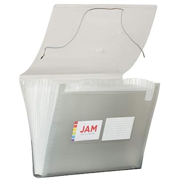 JAM Paper JAM PAPER Accordion Folders 13 Pocket Plastic Expanding File Letter Size 9 x 13 Smoke Grey Sold Individually