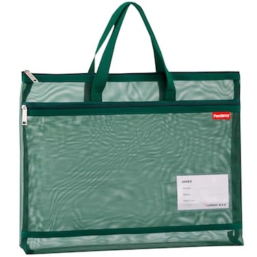 pendancy Pendancy Mesh Zipper Pouch A3 Size Large Double Pocket Lightweight Nylon Transparent File Bag with Handle 13x17 in Foldable Document Storage for Puzzle ProjectCross StitchTravelOffice Green