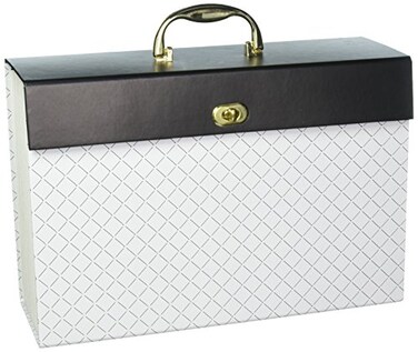 U Brands ModernNoir Expandable File 19 Pocket White 201A0206