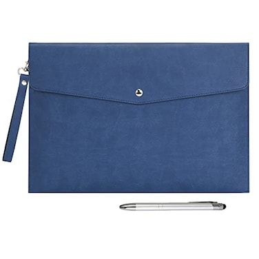 WONDERPOOL Wonderpool A4 PU Leather Envelope Documents File Portfolio Multifunction Folders Travel Bag for Paper Letter Stationery Organizer and Tablet Case PC Sleeve Dark Blue