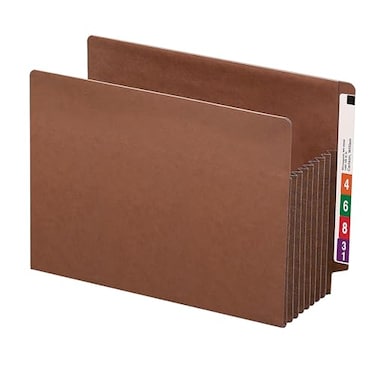 SMEAD Smead End Tab TUFF File Pocket Reinforced StraightCut Tab 7 Expansion Tyvek Gusset Extra Wide Letter Size Redrope 5 per Box 73795