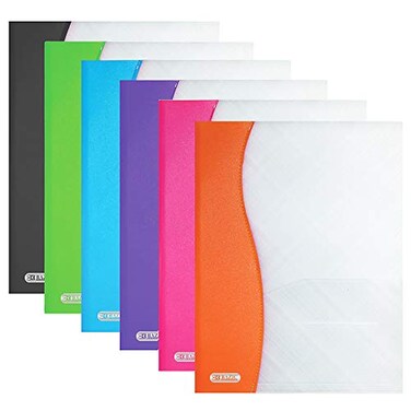 BAZIC PRODUCTS BAZIC Products Two Tone TwoTone Poly 2Pocket Folder Standard Letter Folder for School Office Documents Set of 6