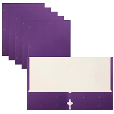 Better Office Products Two Pocket Portfolio Folders 50Pack Purple Letter Size Paper Folders 50 Pieces Purple