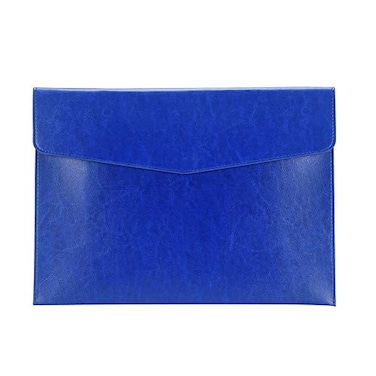 enyuwlcm Enyuwlcm PU Leather A4 File Folder Document Holder Envelope Folder Case with Snap Closure for Receipt Contract Blue