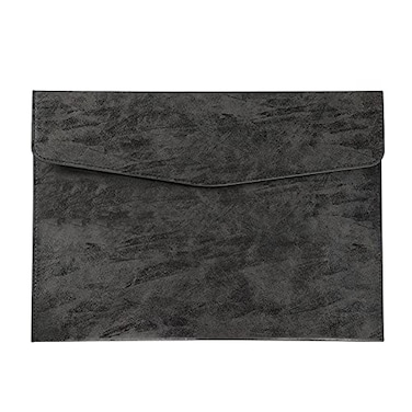 enyuwlcm Enyuwlcm PU Leather A4 File Folder Document Holder Stylish Portfolio Envelope Folder Case with Snap Closure for Receipt Contract Black