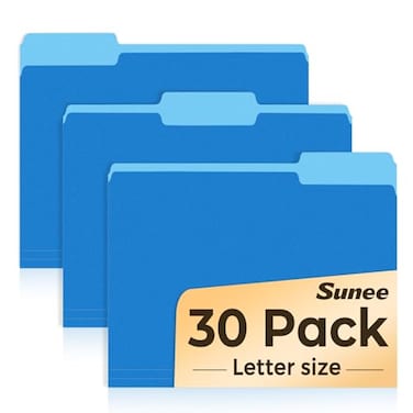 SUNEE File Folders 30 Pack Manilla Folders 85 x 11 Colored File Folders Home Office School Supplies for Documents Files PaperBlue