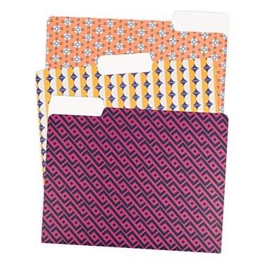 U Brands 3 Tab File Folders Vintage Geo 24 Count