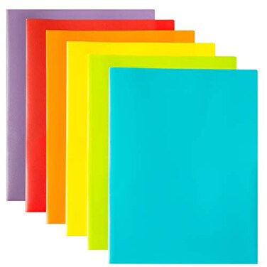 Youngever 12 Pack Plastic Pocket Folders Heavy Duty Plastic 2 Pocket Folder in 6 Colors