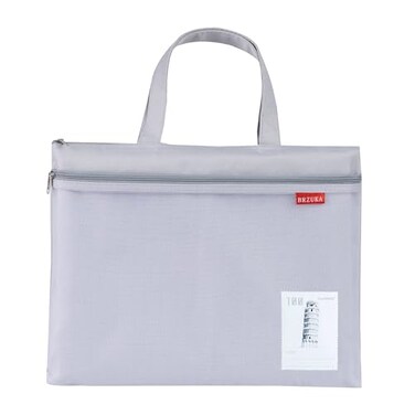 BRZUKA Mesh Zipper Pouch 11x137 in A4 Double Pocket Waterproof File Bag with Handle Document Storage for SchoolTravelOfficeCross StitchPuzzle Gray