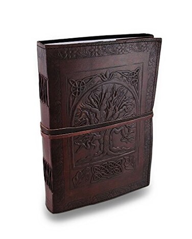 CREATESPACE Leather Journal Diary Embossed Large Tree Notebook for Writing Leather Diary Handmade Leather Journal Gbag T