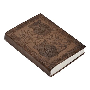 M & M N Designs Owl Embossed Leather Journal Soft Cover Plain Notebook 7x 5 size