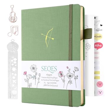 SeQeS A5 Bullet Dotted Journal Notebook 160gsm Thick Bleedproof Paper Lay Flat Binding 160 Numbered Pages Hard Cover Dot Grid NotebookBullet Journals for Creatives ProfessionalsArcher