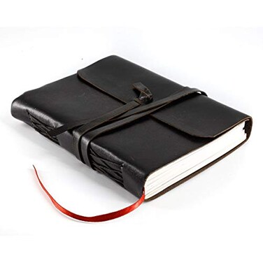 KomalC Handmade Leather Journal Writing Notebook Diary Bound Daily Notepad For Men Women Unlined Paper Medium writing pad for artist sketch