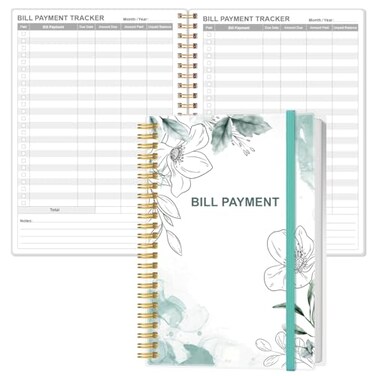 Heveboik Bill Payment Tracker Notebook Monthly Bill Organizer Planner for Personal Budgeting Financial Payments Checklist Organizer 58 x 85 Teal Floral