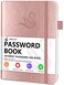 JXSELECT Elegant Password Book with Alphabetical Tabs Hardcover Password Book for Internet Website Address Login 52 x 76 Password Keeper and Organizer wNotes Section Back Pocket Rose Gold