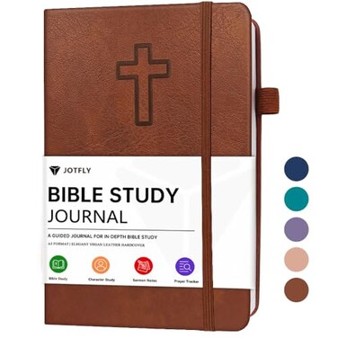JOTFLY Bible Study Journal Church Notes Notebook for Note Taking Reflection Guided Bible Study Notebook FaithBased Religious Gifts Bible Study Supplies Vintage Brown
