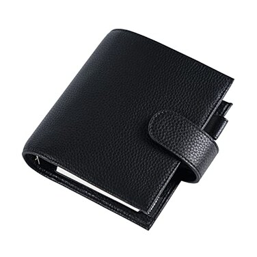 Moterm Pocket Luxe Rings Planner Genuine Leather Binder Organizer PebbleBlack 30mm Ring