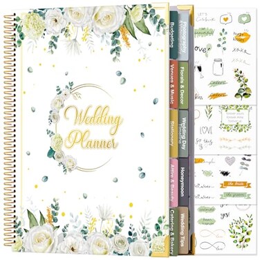VinTS 176 Pages Wedding Planner9 x 11 Countdown Wedding Planner Book and Organizer with Sticker HardcoverEngagement Wedding Planner Gift for CouplesBrides