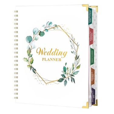 Lortarl Wedding Planner Wedding Planner Book and Organizer for the Bride with 5 Tabbed Sections 12 x 9 Hardcover with Metal Corner 5 Inner Pockets Sticker Elastic Closure Band