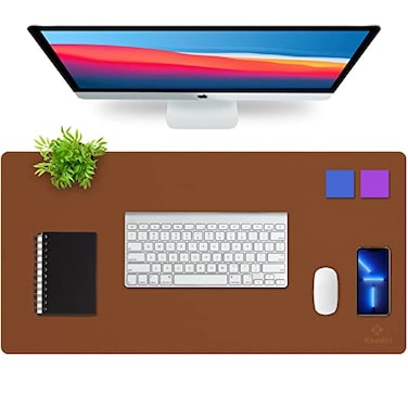 K KNODEL Desk Mat Blotter DualSided Office Desk Pad Waterproof Desk Mat for Desktop Desk Blotters PVC Leather Pad Protector Brown 315 x 157