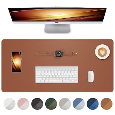 AFIING Leather Desk Pad Protector Mouse Pad Office Desk Mat NonSlip PU Leather Desk Blotter Laptop Desk Pad Waterproof Desk Writing Pad for Office and Home Brown 315 x 157