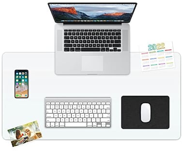 RostiKong Clear Desk Cover Protector 14 x 24 Desk Pad Mat Blotter on Top of Desks Transparent PVC Table Protector Rectangle Desk Mat Table Cover for Office Writing Desktop Dresser with Mouse Pad