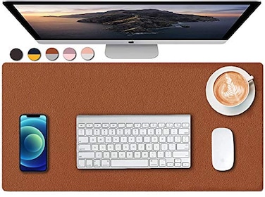 SUJAYU Dual Sided PU Leather Desk Pad Mouse Pad Office Desk Mat NonSlip Laptop Desk Pad Waterproof Desk Writing Pad for Office and Home 236 x 118 BrownSilver
