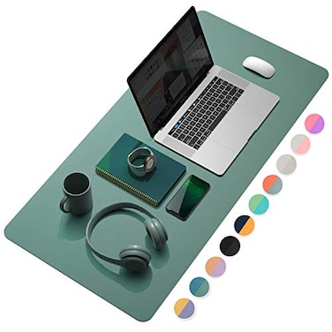 YSAGi Desk Mat Desk Pad 354 x 17 Laptop Leather Desk Pad Protector Large Leather Desk Blotter for Keyboard and Mouse DualSided Desk Writing Pad for Office Pistachio Green Green Blue