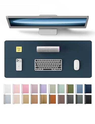YSAGi Leather Desk Protector Office Mat Large Mouse Mat NonSlip PU Leather Blotter Laptop Desk Mat Waterproof Writing Pad for Office and Home Dark Blue 236 x 138