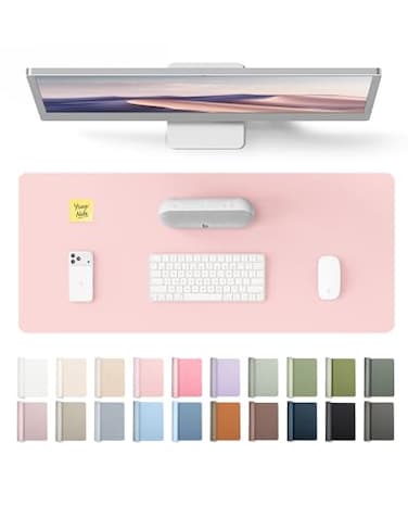 YSAGi Leather Desk Protector Office Mat Large Mouse Mat NonSlip PU Leather Blotter Laptop Pad Waterproof Writing Pad for Office and Home Light Pink 236 x 138