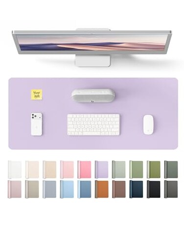 YSAGi PU Leather Desk Pad Protector NonSlip Waterproof Desk Mat for Office Home Easy Clean Large Mouse Pad Laptop Writing Blotter 236x138 Light Purple