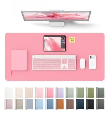 YSAGi Leather Desk Protector Office Mat Large Mouse Mat NonSlip PU Leather Blotter Laptop Desk Waterproof Writing Pad for Office and Home Pink 315 x 158